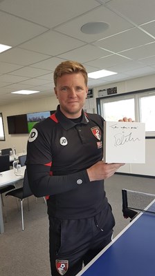 Lot 6 - Eddie Howe signed canvas with artwork added by...