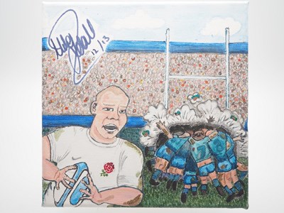 Lot 10 - Mike Tindall MBE signed canvas with artwork...