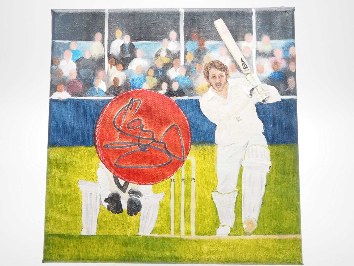Lot 13 - Lord Ian Botham signed canvas with artwork...