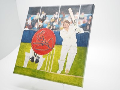 Lot 13 - Lord Ian Botham signed canvas with artwork...