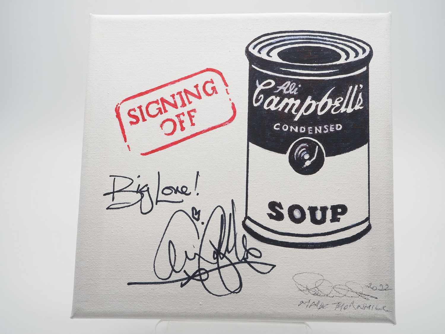Lot 21 - Ali Campbell signed canvas with artwork added...