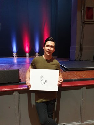 Lot 72 - Russell Kane signed canvas with artwork added...