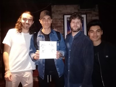 Lot 82 - The Wanted signed canvas with artwork added by...