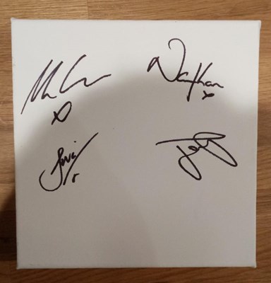 Lot 82 - The Wanted signed canvas with artwork added by...