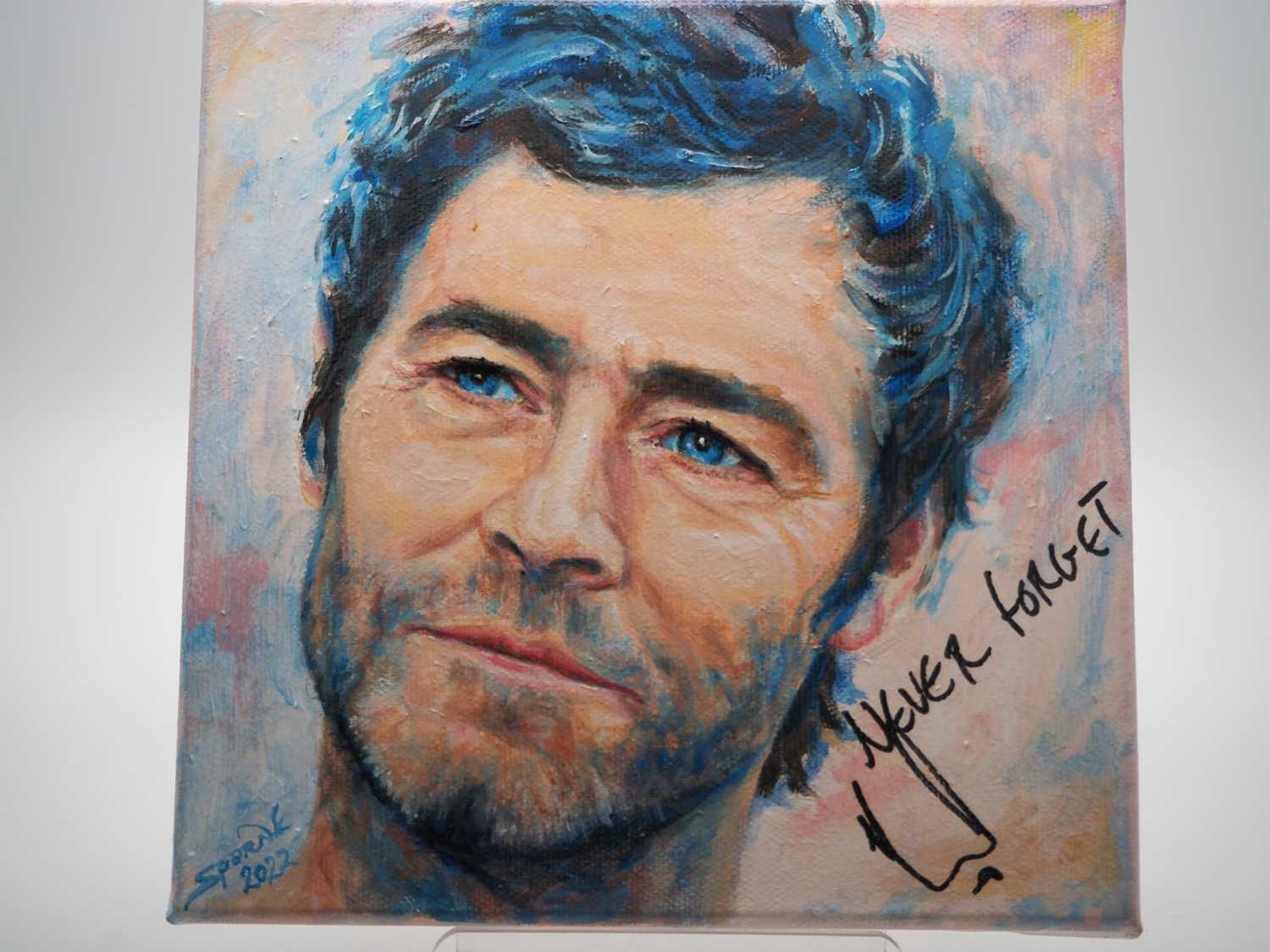 Lot 86 - Howard Donald signed canvas with artwork added...