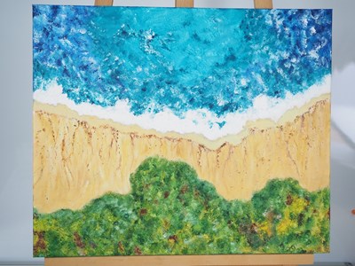 Lot 96 - Merle Hattersley 'BEACH OVERVIEW' - on canvas -...
