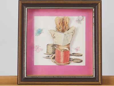 Lot 115 - Sharon Healey 'READING MOUSE' - decoupage - 6"...