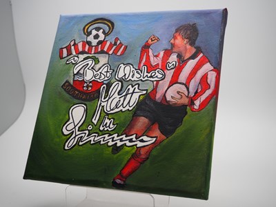 Lot 145 - Matt Le Tissier signed canvas with artwork by...