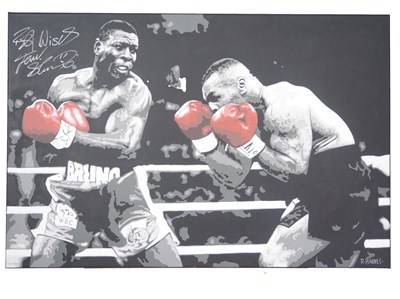 Lot 153 - Frank Bruno MBE signed canvas with artwork by...