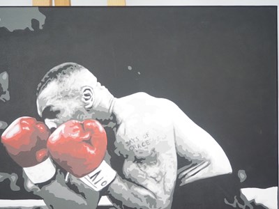 Lot 153 - Frank Bruno MBE signed canvas with artwork by...