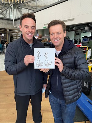Lot 155 - Ant & Dec OBE signed canvas with artwork added...