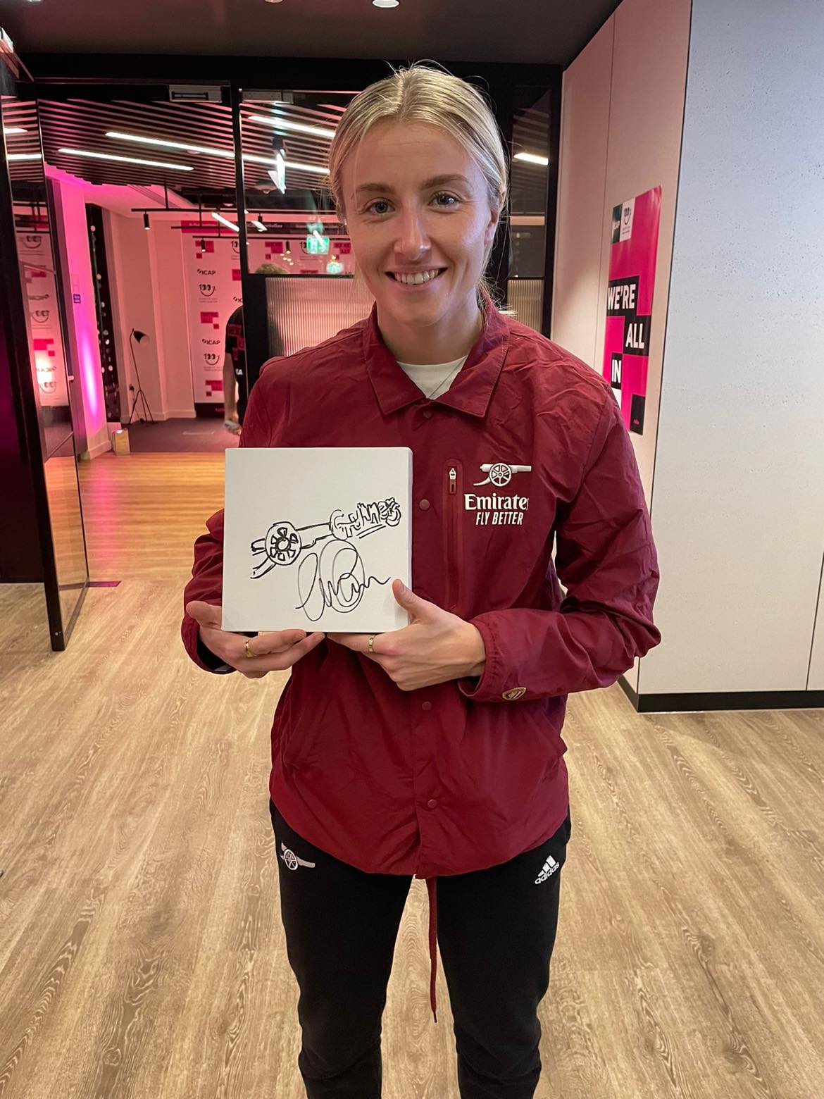 Lot 156 Leah Williamson signed canvas with artwork