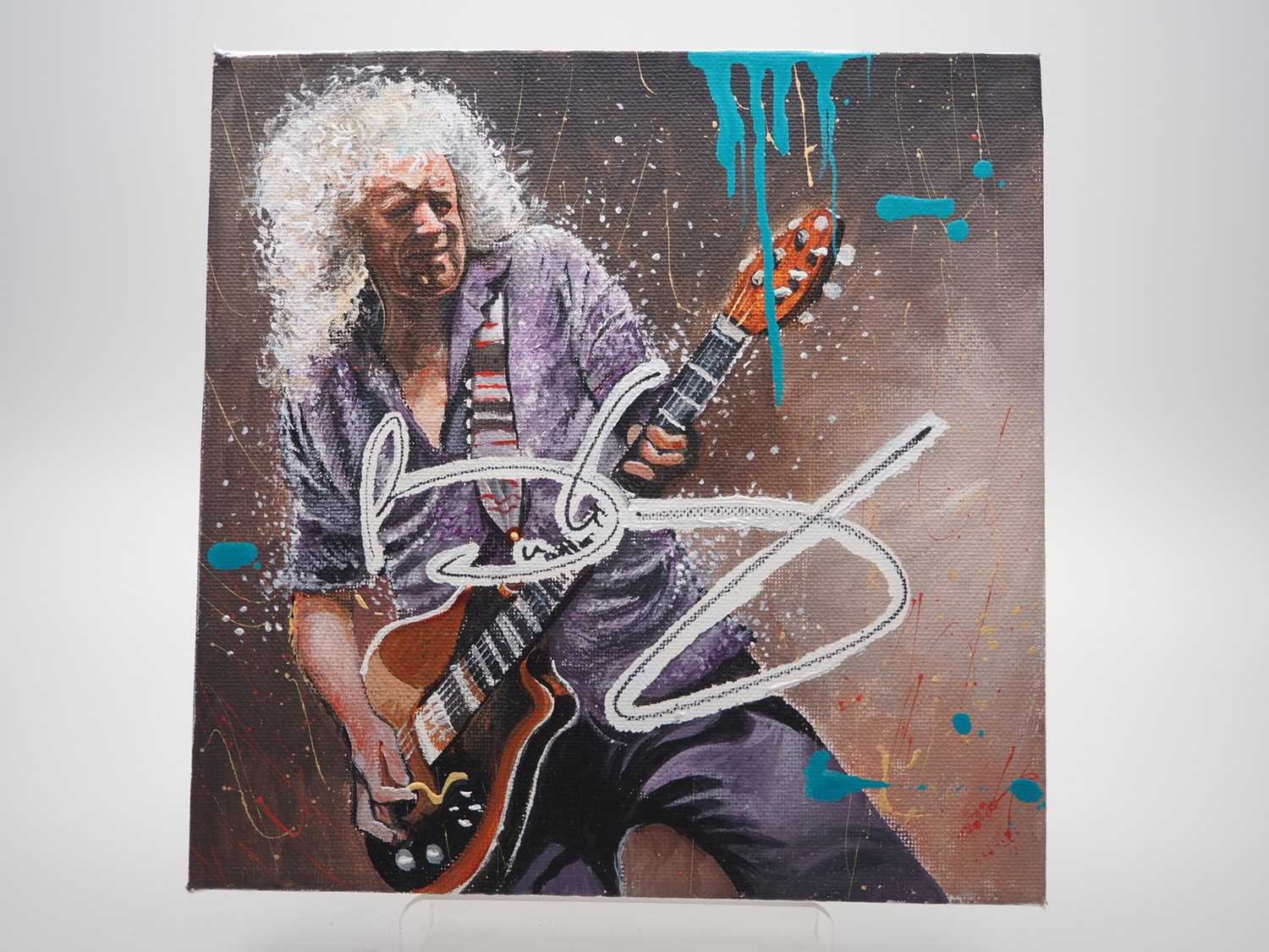 Lot 157 - Brian May CBE signed canvas with artwork added...