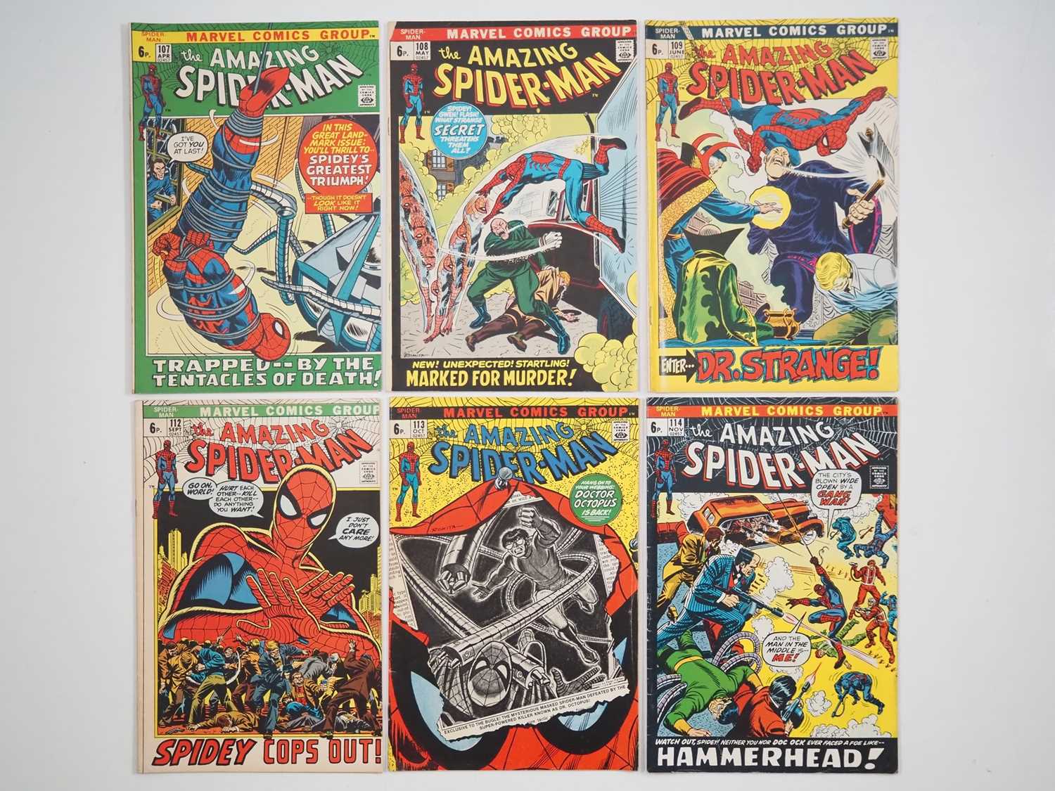 Lot 342 - AMAZING SPIDER-MAN #107, 108, 109, 112, 113,