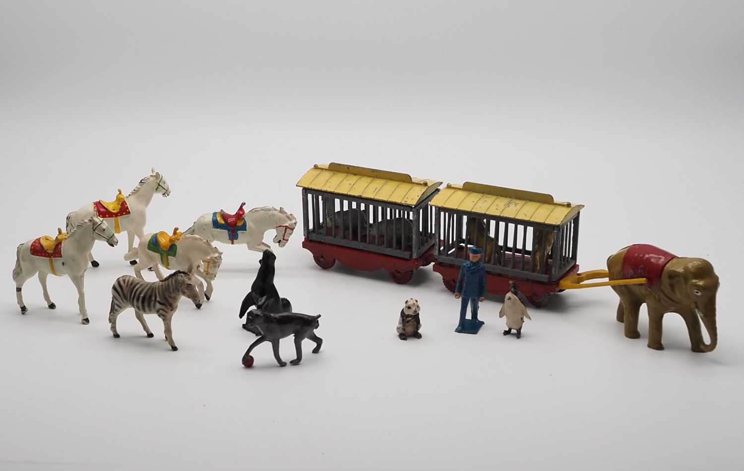 Lot 87 - A CHARBENS traveling zoo set, with elephant,...