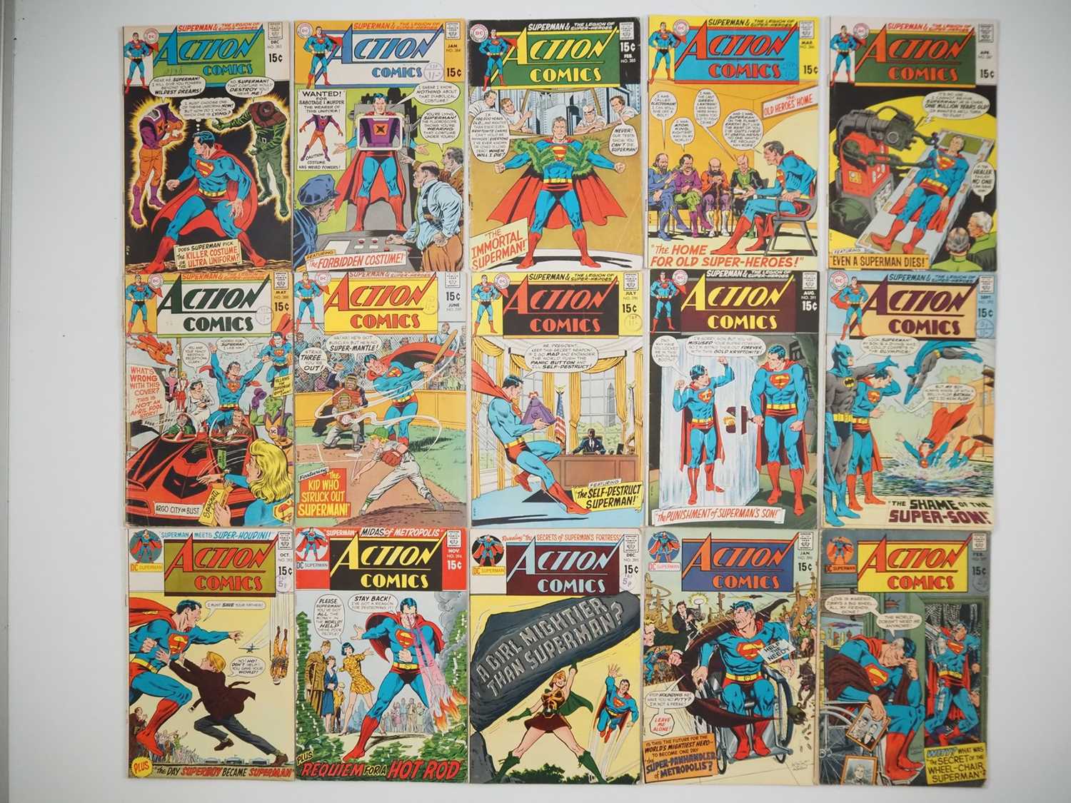 Lot 237 - ACTION COMICS #383, 384, 385, 386, 387, 388,...