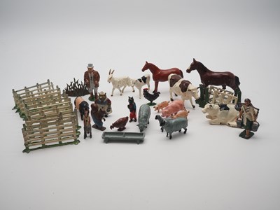 Lot 202 - A mixed group of pre war lead farm animals,...