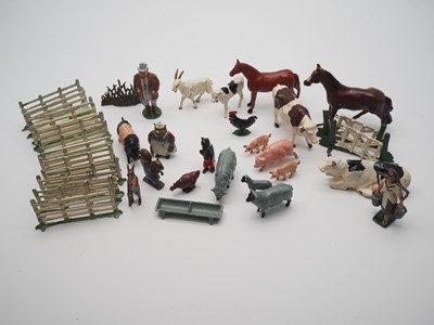 Lot 202 - A mixed group of pre war lead farm animals,...