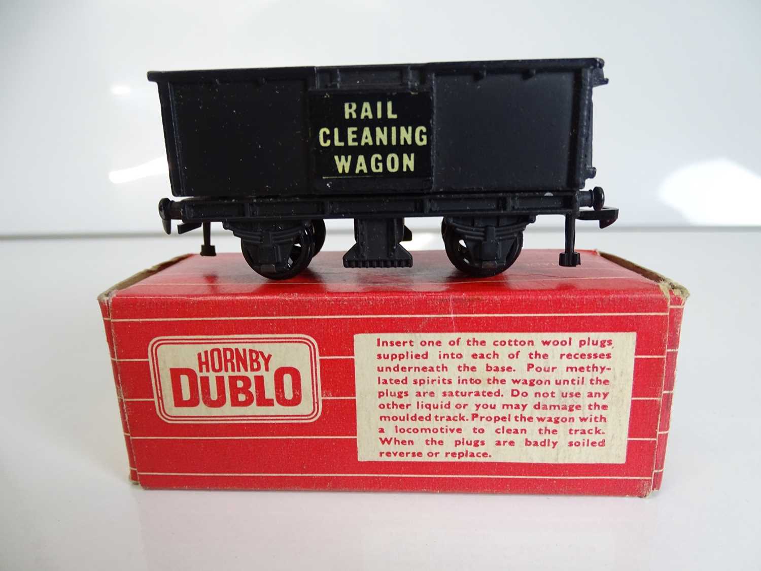 Lot 624 - A rare HORNBY DUBLO 4654 rail cleaning wagon...