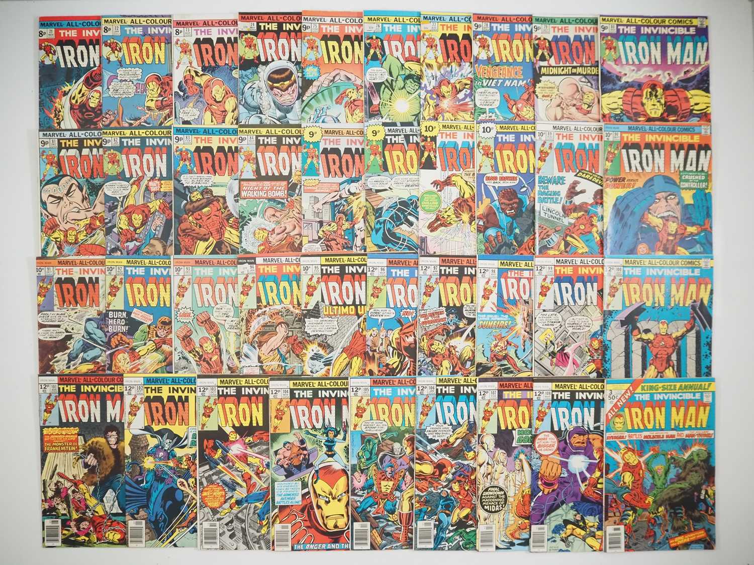 Lot 71 - IRON MAN #71 to 108 + KING-SIZE ANNUAL #3 (39...