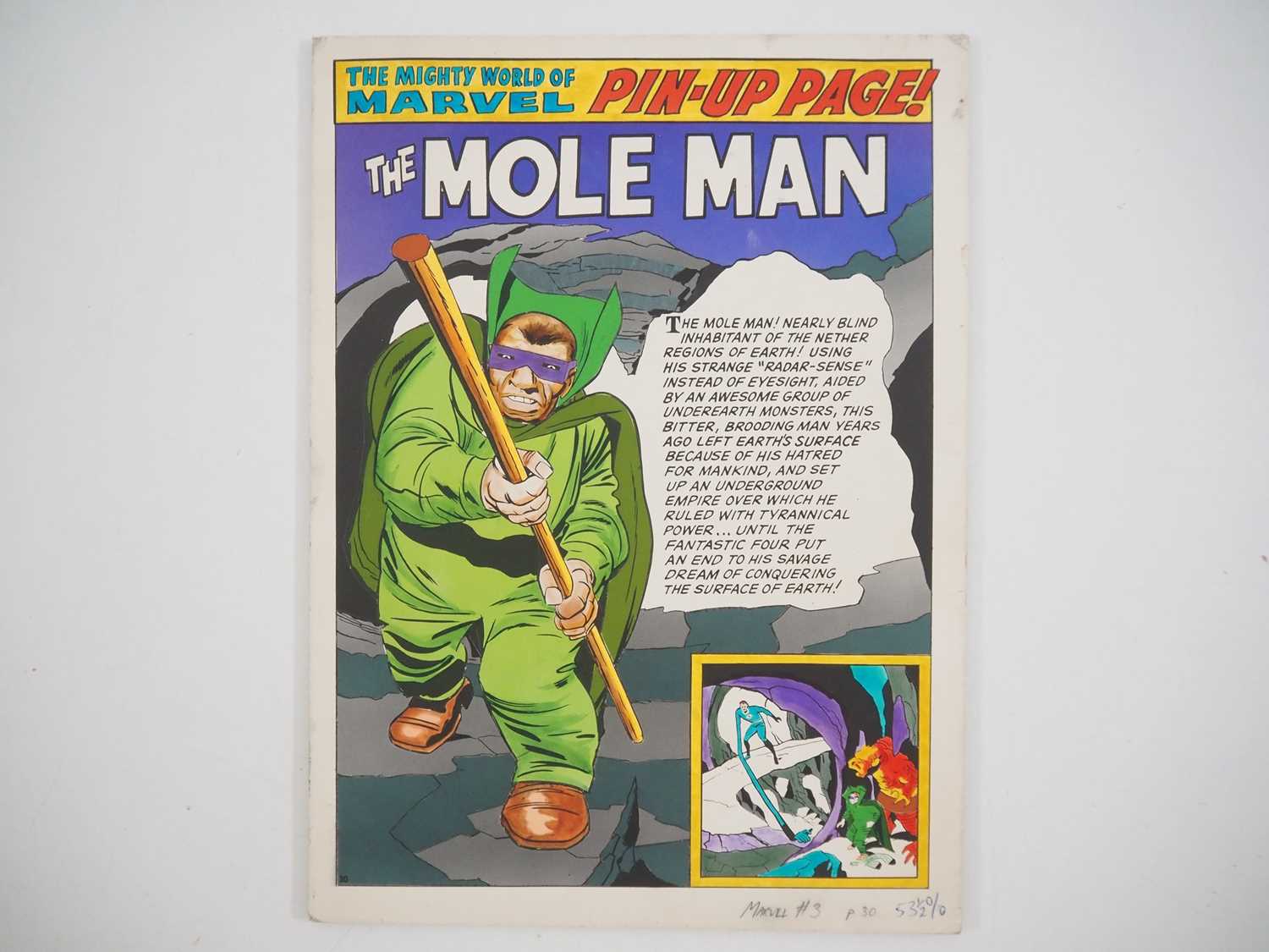 Lot 199 - MOLE MAN PIN-UP PAGE - ACTUAL COLOURED ARTWORK...
