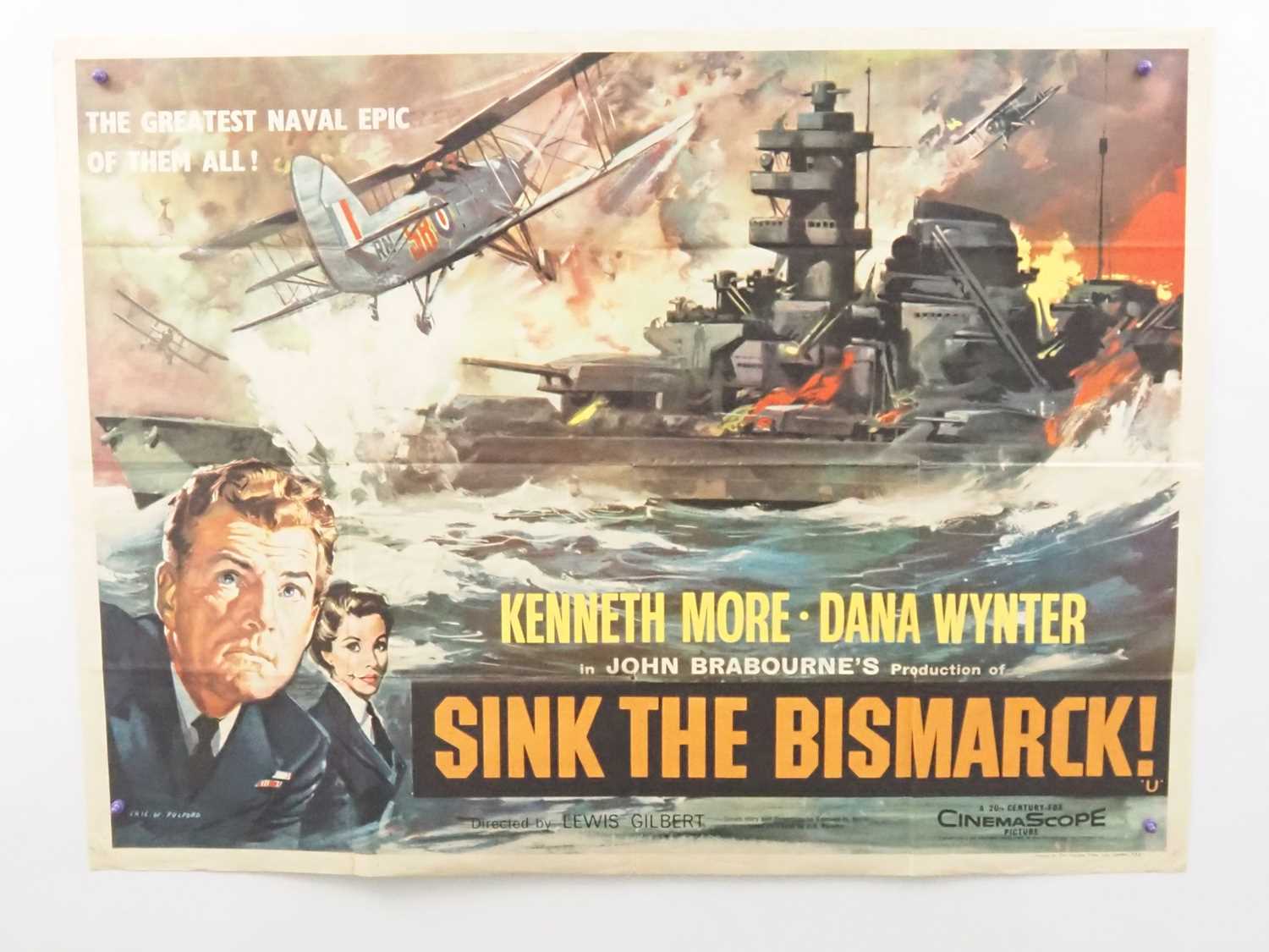 Lot 546 - SINK THE BISMARCK (1960) UK Quad film poster -...