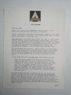 Lot 644 - OZZY OSBOURNE (1989) - A pair of press items...