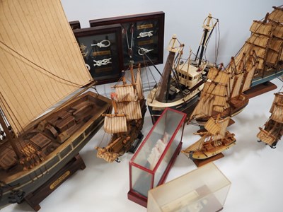 Lot 218 - A small flotilla of model ships together with...