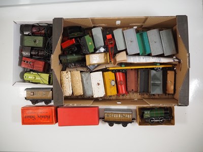 Lot 367 - A box of playworn clockwork O gauge HORNBY...