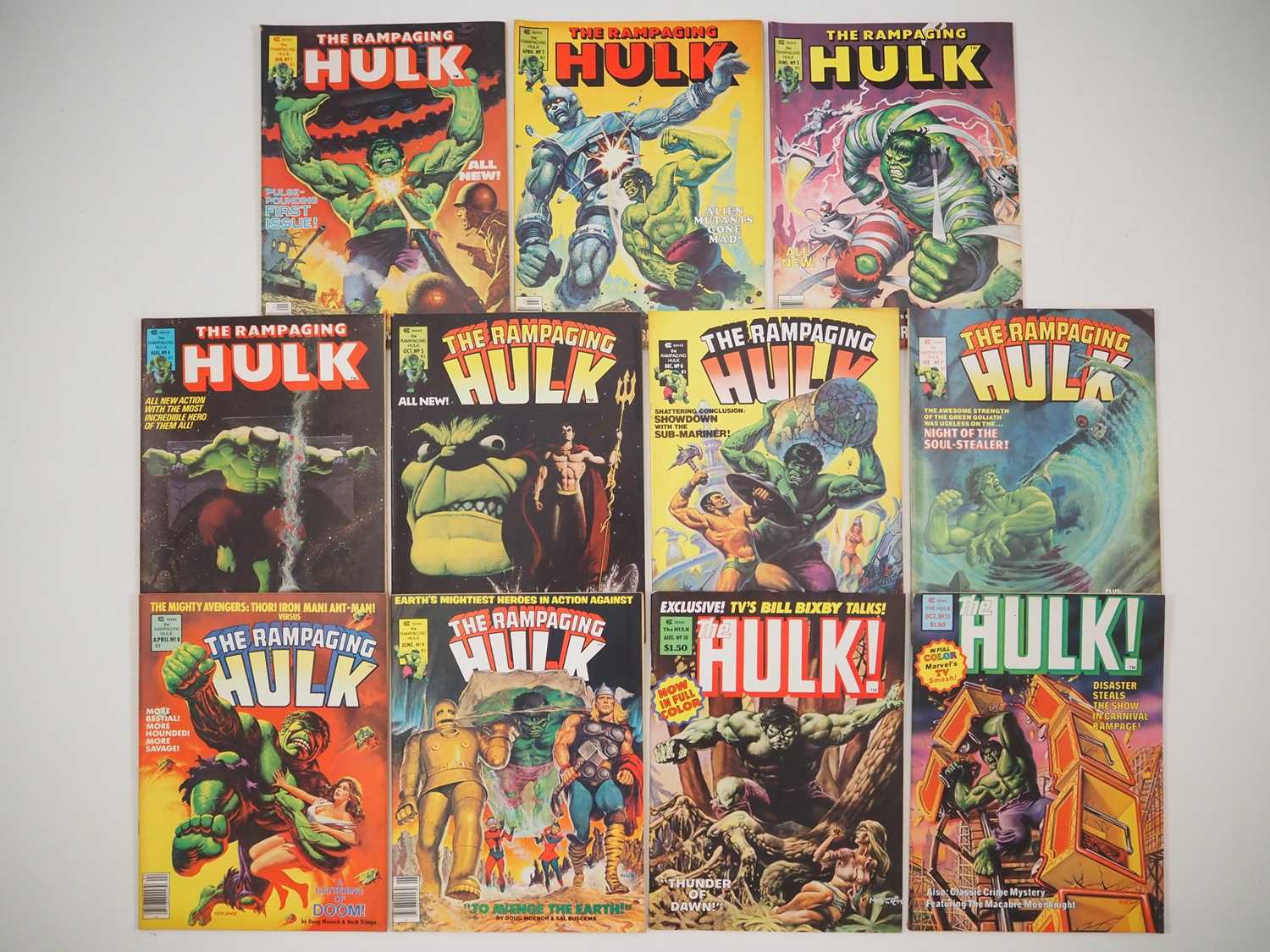 Lot 452 - RAMPAGING HULK MAGAZINE #1, 2, 3, 4, 5, 6, 7,...