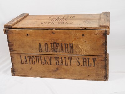 Lot 221 - A vintage wooden farmers trade box reading...