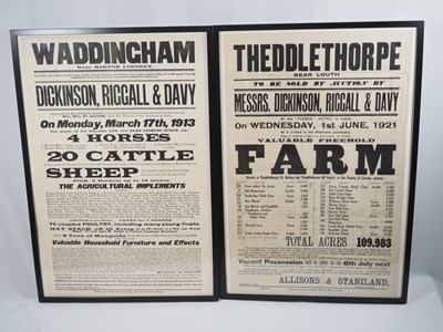 Lot 254 - Two framed agricultural auction advertising...