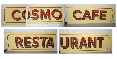 Lot 262 - A large painted glass café sign reading 'Cosmo...