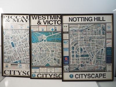 Lot 374 - A set of 3 London 'cityscape' street maps of...