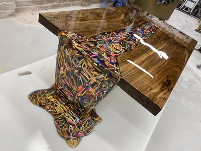 Lot 475 - Nick Zammeti handmade Pencil Waterfall table -...