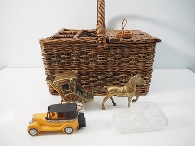 Lot 283 - A vintage wicker picnic basket including...