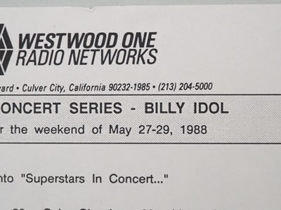 Lot 118 - BILLY IDOL Westwood One - The Ultimate Radio...