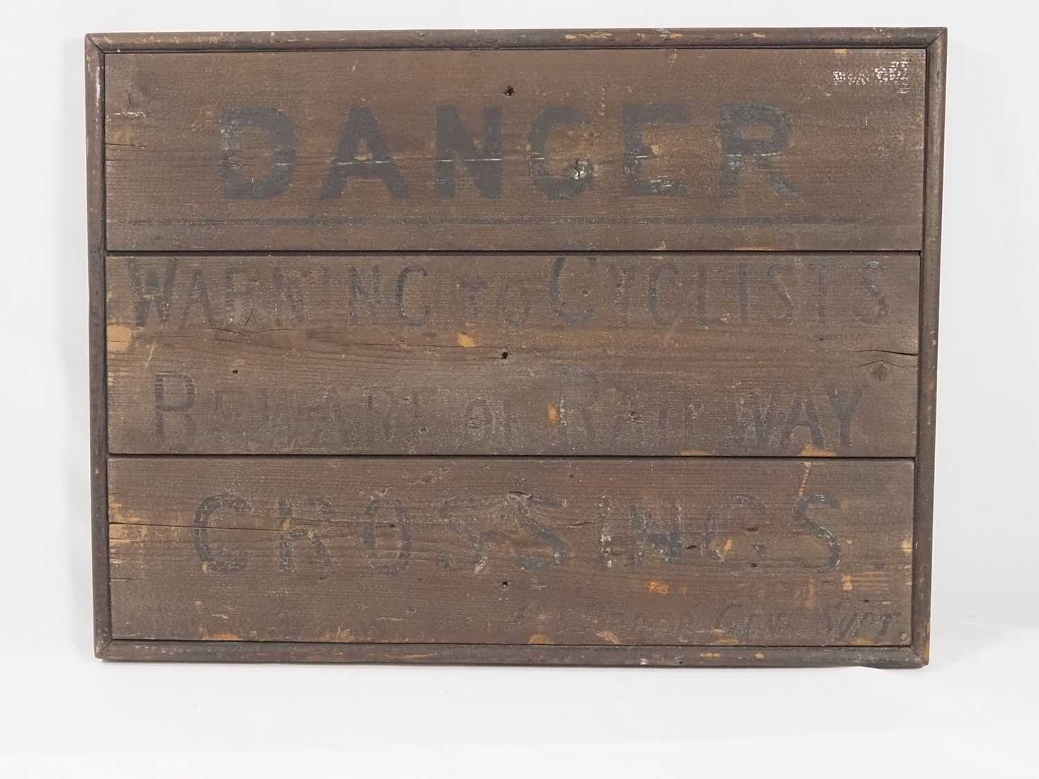 Lot 310 - An early-20th century railway crossing sign...