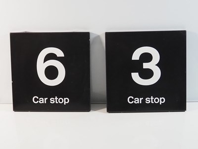 Lot 323 - A pair of modern railway flanged enamel signs...