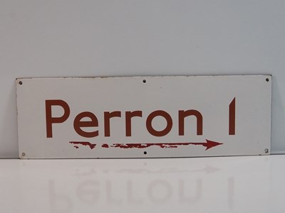 Lot 329 - A Danish railway enamel sign - 'Perron 1'...