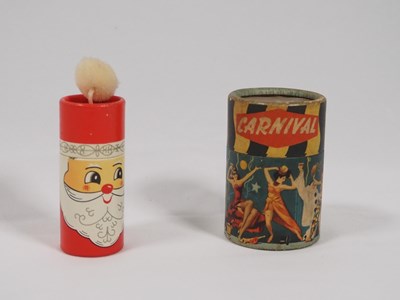 Lot 350 - Two novelty cylindrical match boxes, one...