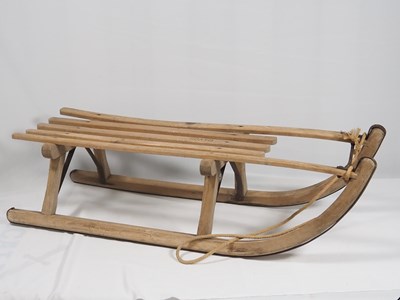 Lot 381 - Vintage Davos wooden sledge.