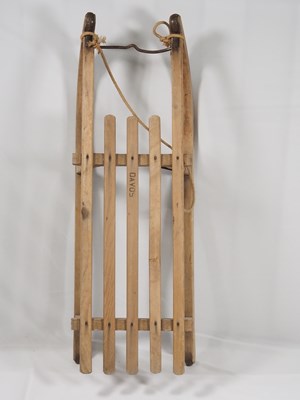 Lot 381 - Vintage Davos wooden sledge.
