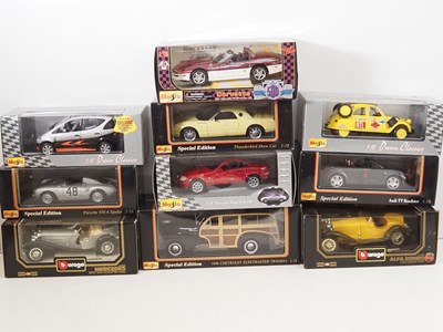 Lot 113 - A group of 1:18 scale diecast cars by MAISTO...