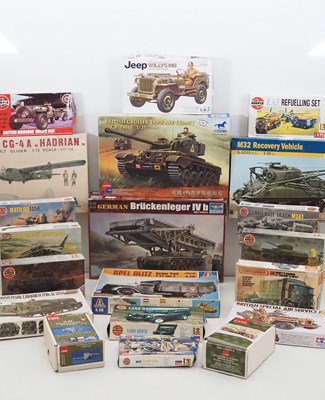 Lot 361 - A group of unbuilt plastic kits for military...