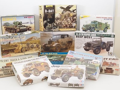 Lot 362 - A group of unbuilt plastic kits for military...