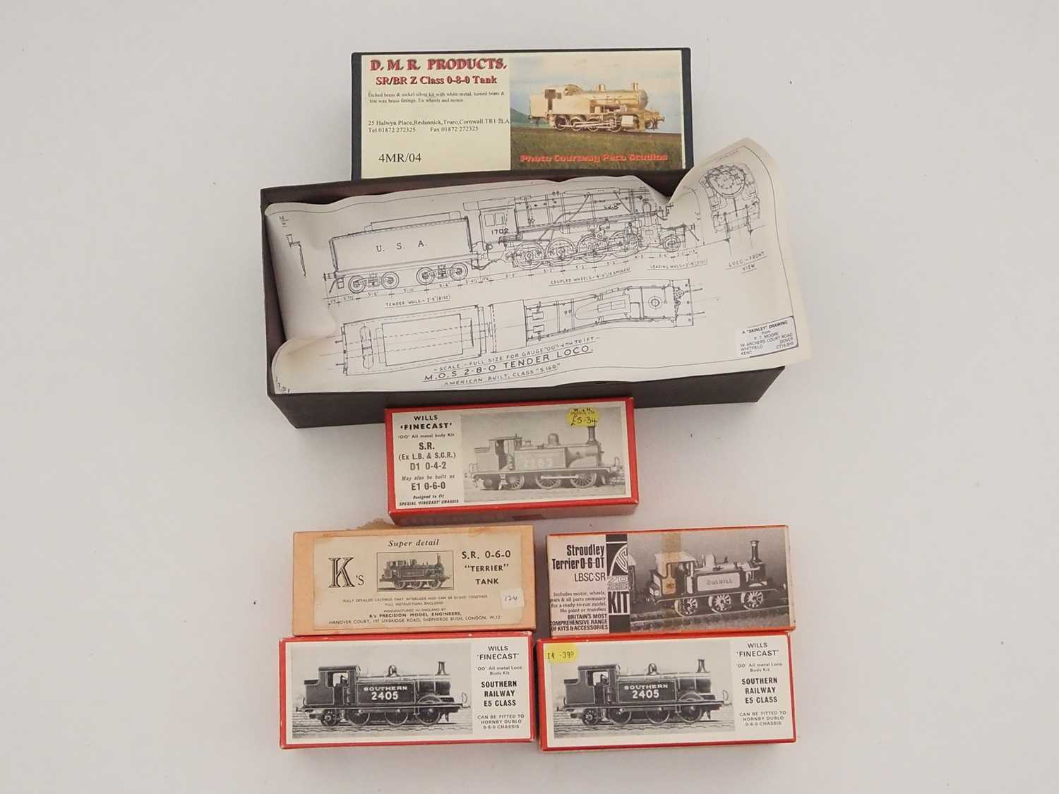 Lot 520 - A group of part built OO gauge brass and white...