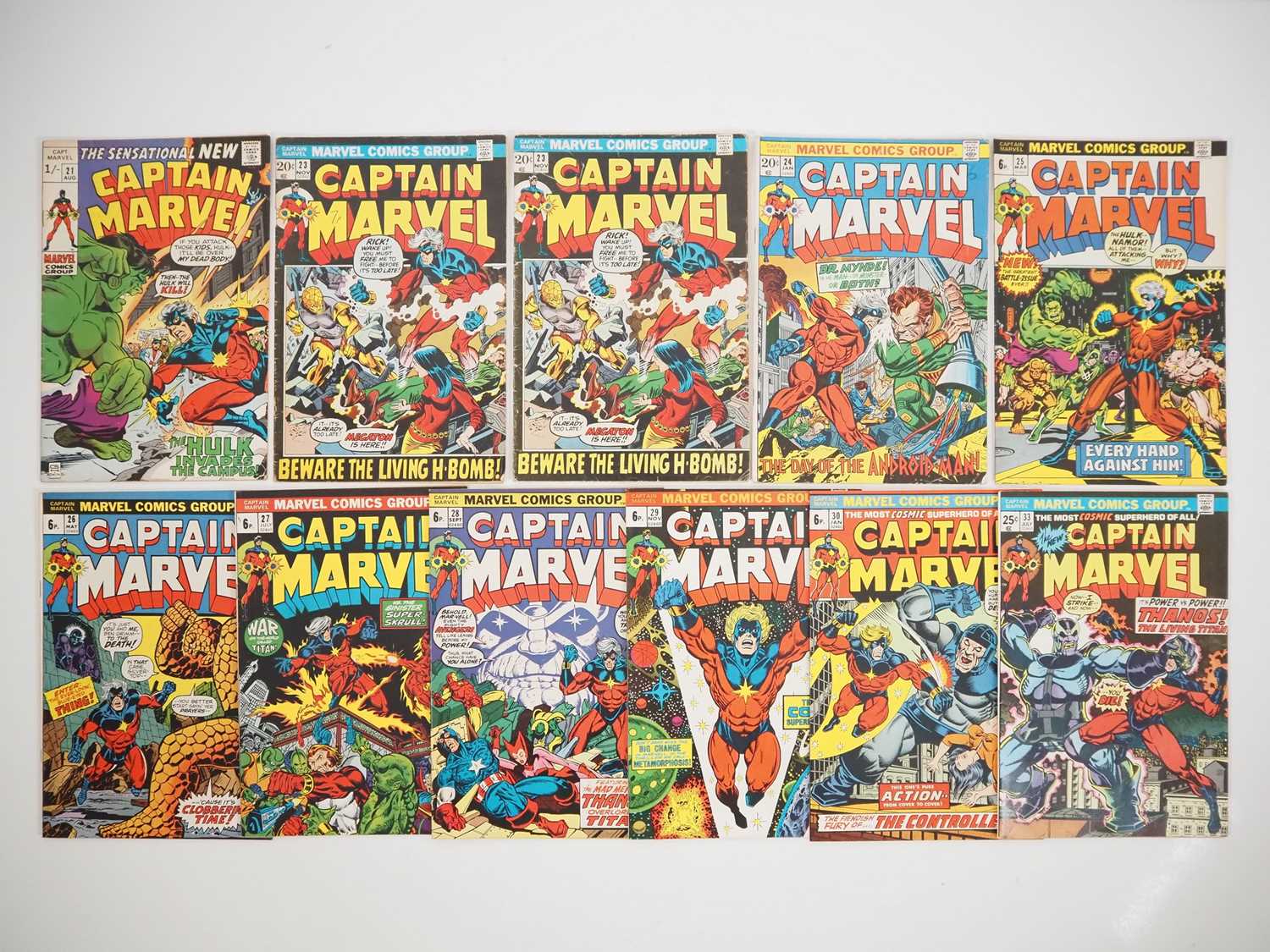 Lot 16 - CAPTAIN MARVEL #21, 23(x2), 24, 25, 26, 27, 28,...
