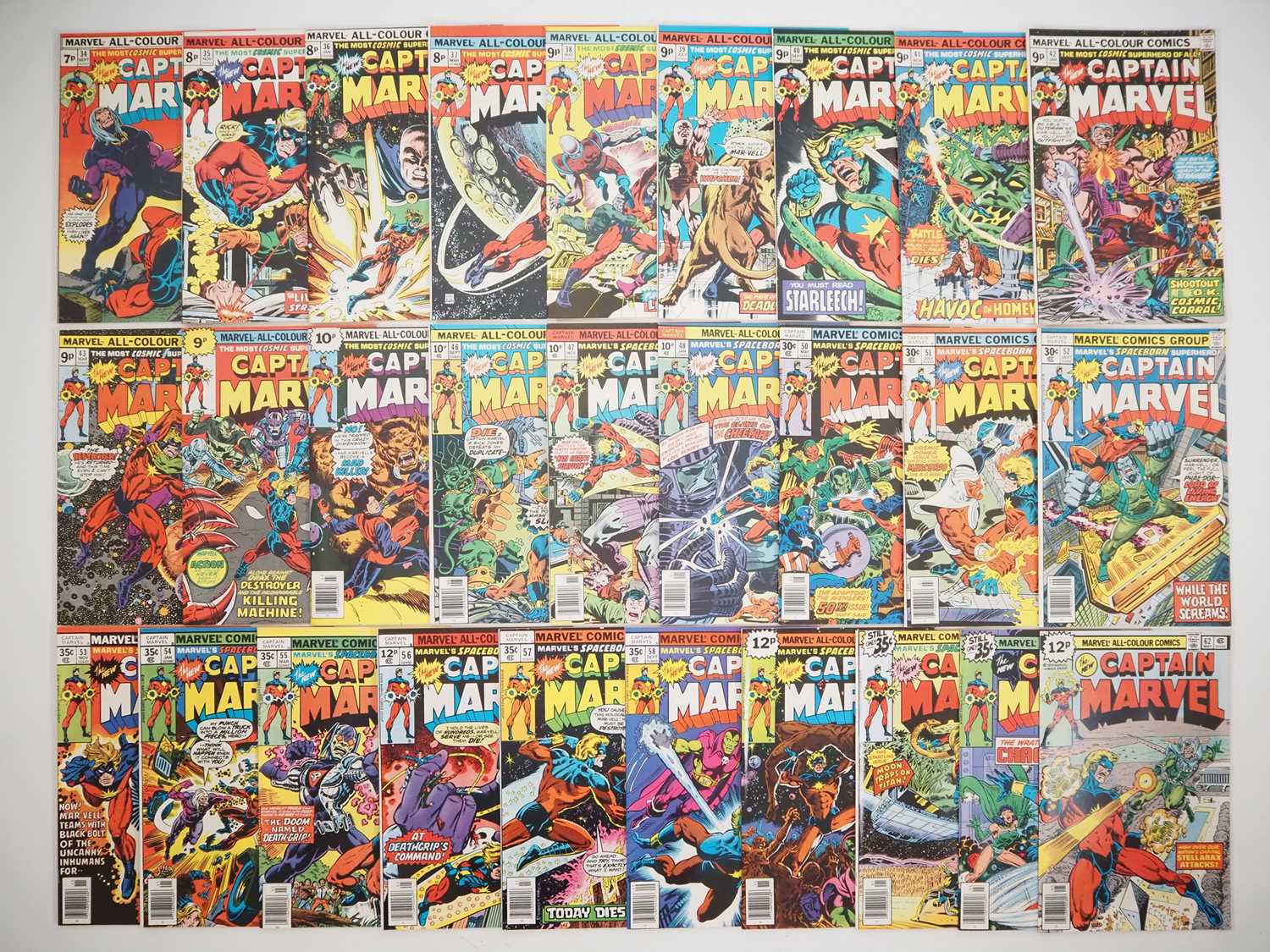 Lot 17 - CAPTAIN MARVEL #34-48, 50-62 (28 in Lot) -...