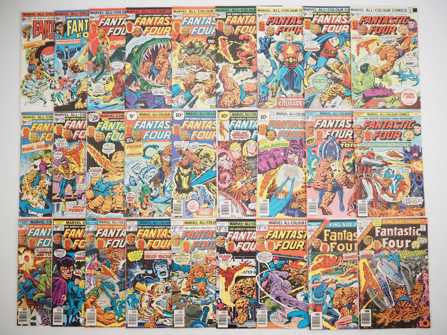 Lot 69 - FANTASTIC FOUR #158 to 182 + ANNUALS #11 & 12...